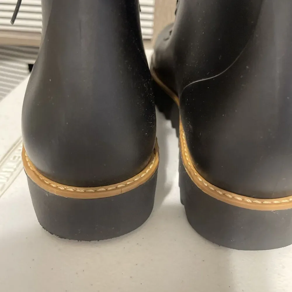 Bernardo Wiley Faux Shearling Trim Boots Black Anthropologie Rain Size 9